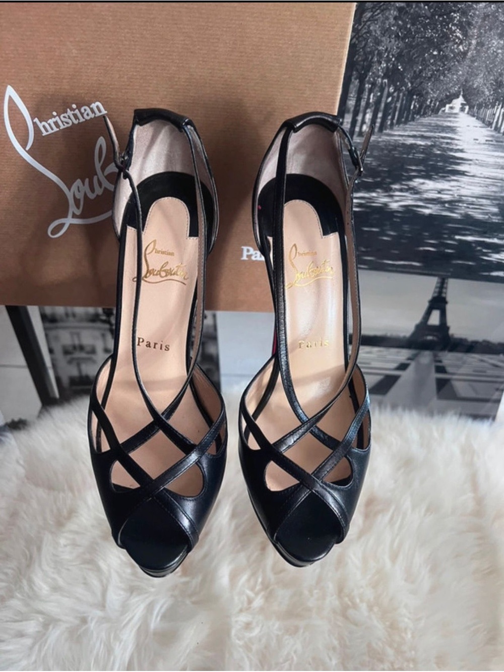 Christian Louboutin Madalena black nappa leather platform pumps